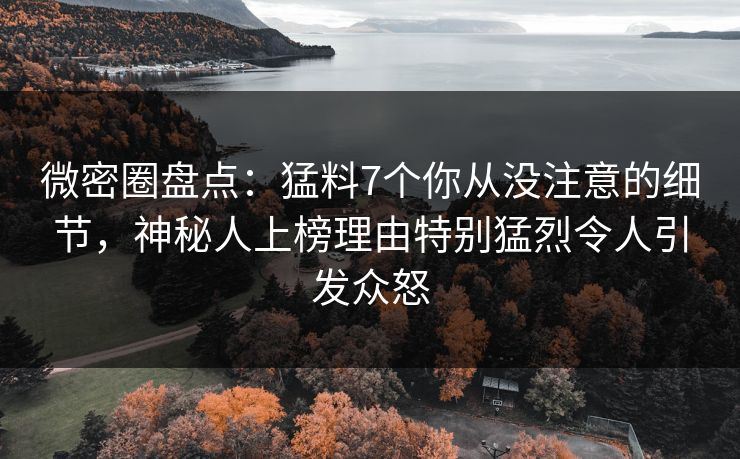 微密圈盘点：猛料7个你从没注意的细节，神秘人上榜理由特别猛烈令人引发众怒