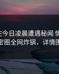 主持人在今日凌晨遭遇秘闻 情不自禁，微密圈全网炸锅，详情围观