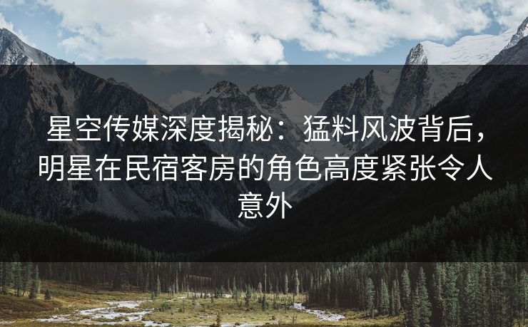 星空传媒深度揭秘：猛料风波背后，明星在民宿客房的角色高度紧张令人意外