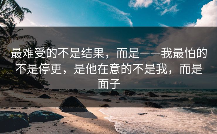 最难受的不是结果,而是——我最怕的不是停更,是他在意的不是我,而是面子 最难受的不是结果,而是——我最怕的不是停更,是他在意的不是我,而是面子
